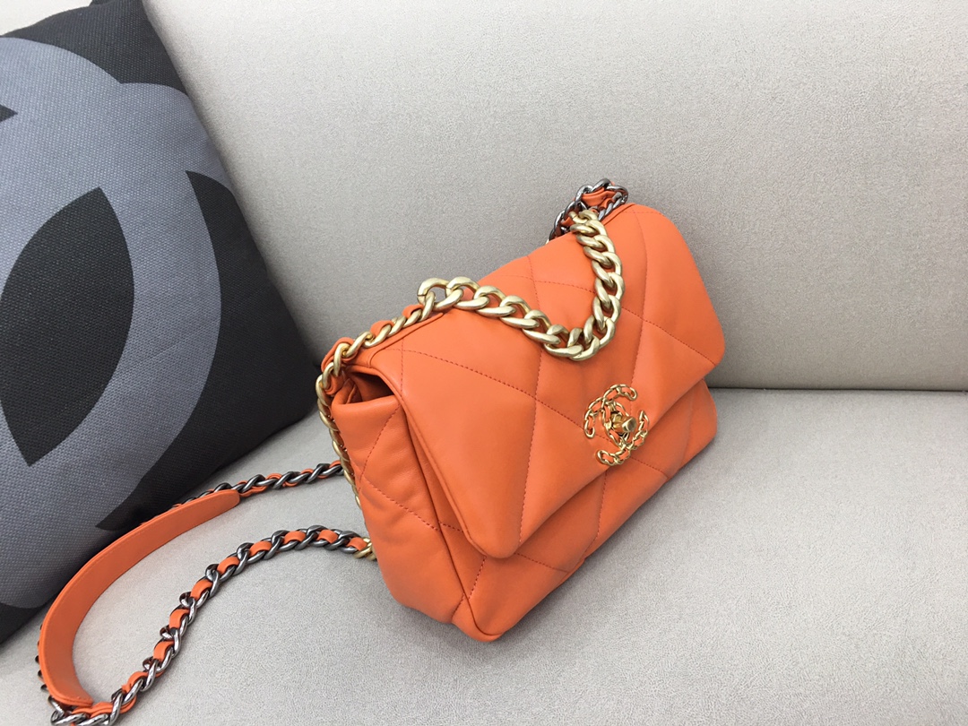 Lambskin 19 Handbag Flap Bag AS1160 Orange